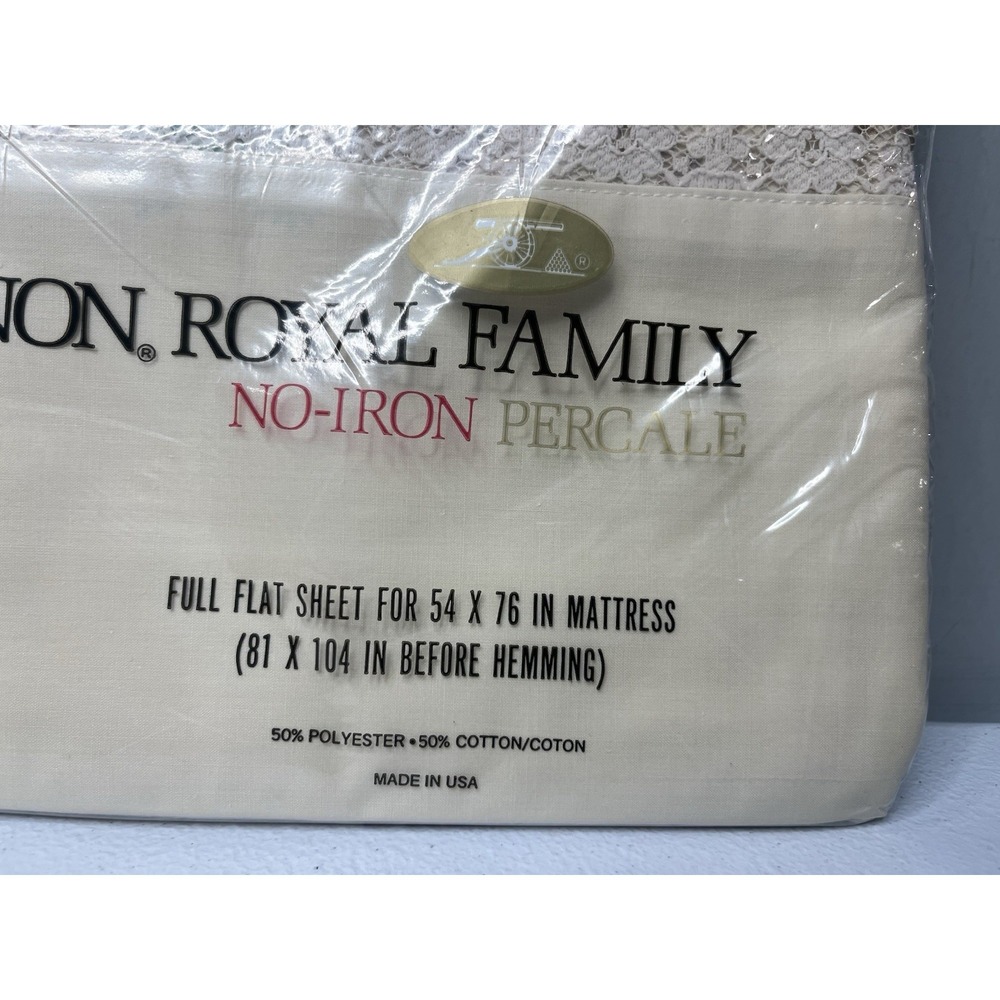 Vtg Cannon Royal Family Bed Set Charleston Filigree Double Flat, Fitted Pillows - Picture 12 of 15
